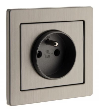 ZENITECH Prise 2 P+T inox bross&eacute; - Art'Flat