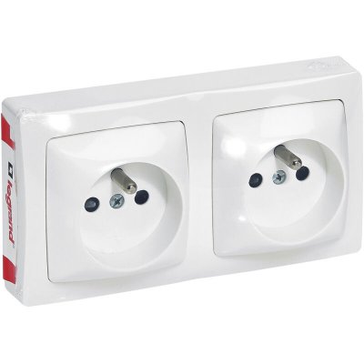 LEGRAND Prise 2 x 2P avec terre ASL horizontale - blanc