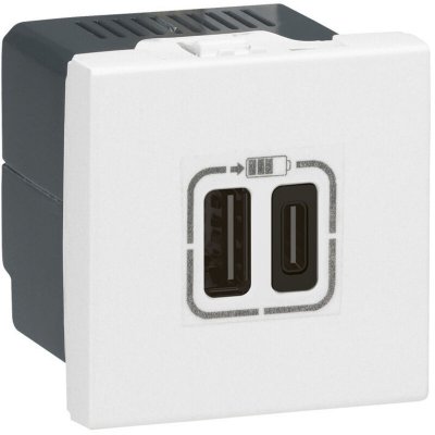 LEGRAND Prise 2xUSB type-C Mosaic - 3A - 15W - 2 modules - Blanc