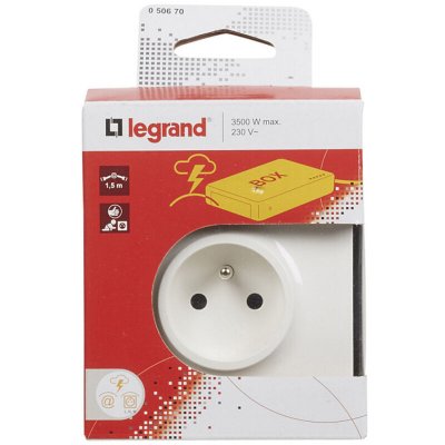 LEGRAND Prise avec terre prot&eacute;g&eacute;e et prise rj45 Neptune, , blanc