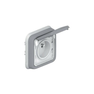 LEGRAND Prise de courant 16A 2P+T Plexo IP55 - Complet encastr&eacute; - Gris