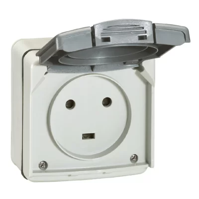 LEGRAND Prise de courant 20 A 2P+T Plexo IP55 - Complet en saillie - Gris
