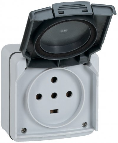 LEGRAND Prise de courant 20A 3P+N+T Plexo IP55 - Complet en saillie - Gris