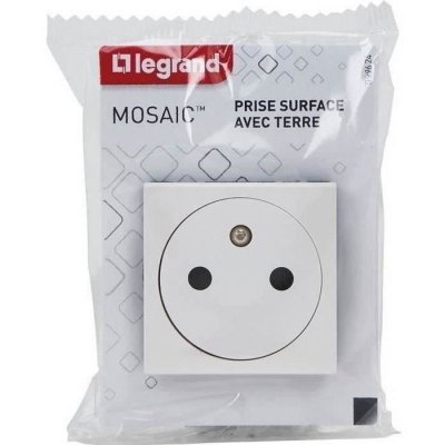 LEGRAND Prise de Courant avec Terre  Mosaic surface Blanc 2 Modules