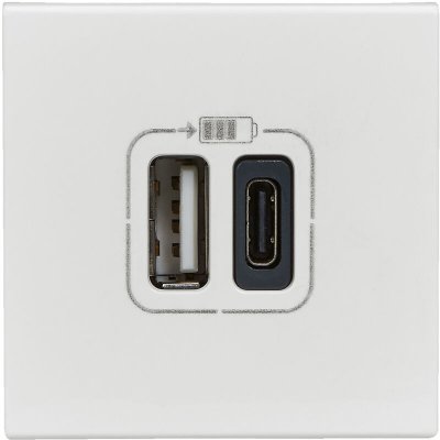 LEGRAND Prise double avec USB C et A,  Mosaic, blanc