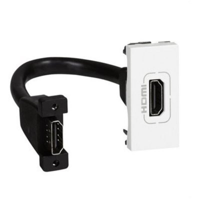 LEGRAND Prise HDMI typeA version 1.4 pr&eacute;connectoris&eacute;e Mosaic 1 module - blanc