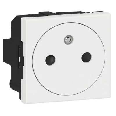 LEGRAND Prise Mosaic 2P+T droite - Sp&eacute;ciale repiquage - 2 modules - Blanc