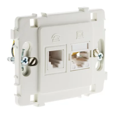Prise RJ11 + RJ45 nu blanc - Clarys