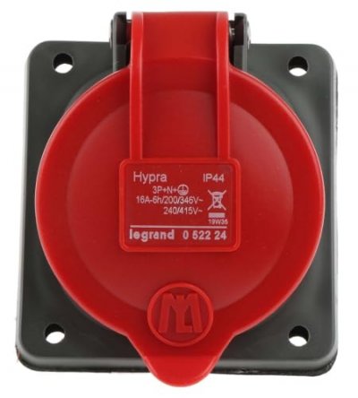 LEGRAND Prise Tableau 16 Amp&egrave;res 3P+N+T Ip44 Rouge -  Hypra 52224