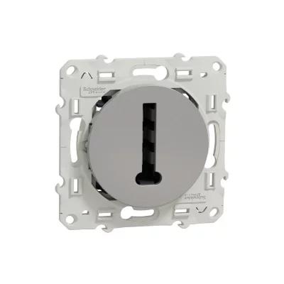 SCHNEIDER ELECTRIC Prise t&eacute;l&eacute;phone conjoncteur T Odace Gris Aluminium 