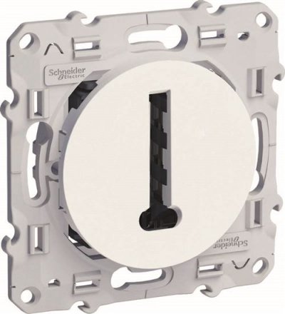 SCHNEIDER ELECTRIC Prise t&eacute;l&eacute;phone en T 8 contacts &agrave; vis - blanc - Odace - Schneider