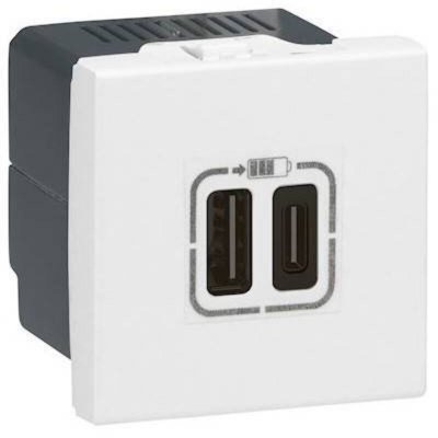 LEGRAND Prise USB type-A + USB type-C Mosaic - 3A - 15W - 2 modules - Blanc