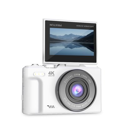 PRIXTON  Cam&eacute;ra Num&eacute;rique Xplorer DV900 4K &Eacute;cran Flip Blanc