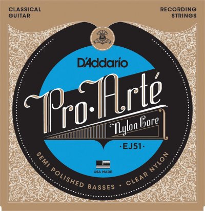 D ADDARIO AND CO Pro Arte Hard EJ51 - Jeu Cordes Classiques tirant fort /Nyl Clair-Plaqu&eacute; Argent Poli