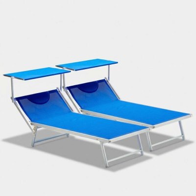 BEACH AND GARDEN DESIGN Produce Shop 2 Chaises de plage professionnelles en aluminium Xl Grande Italia - Bleu