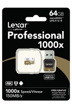 LEXAR PROFESSIONAL 1000x MICRO SDXC 64 Go