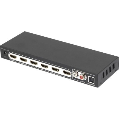SPEAKA PROFESSIONAL Professional 4 ports R&eacute;partiteur HDMI avec ports audio, avec t&eacute;l&eacute;commande 3840 x 2160 pixels noir