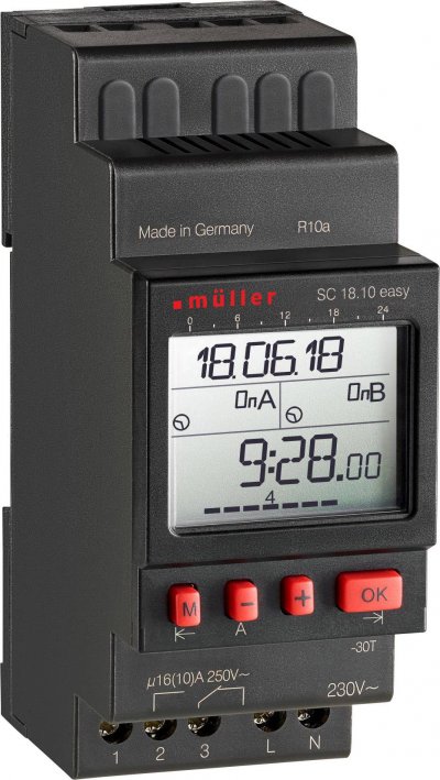 MULLER Programmateur horaire pour rail M&uuml;ller SC 18.10 easy 230 V 16 A/250 V 1 pc(s)