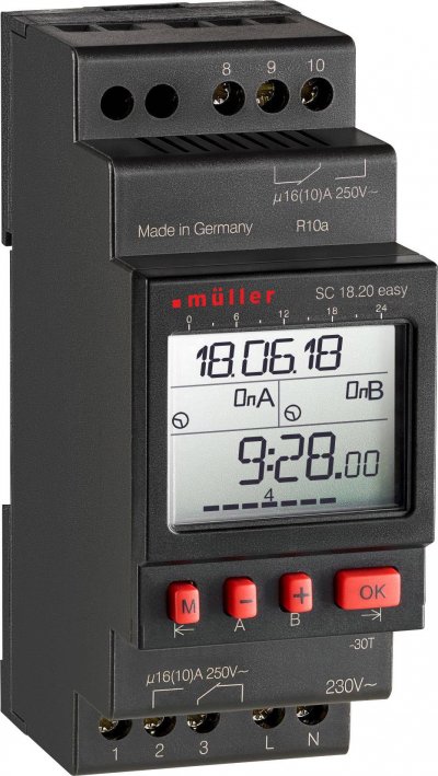 MULLER Programmateur horaire pour rail M&uuml;ller SC 18.20 easy 230 V 16 A/250 V 1 pc(s)