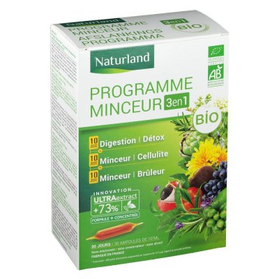 NATURLAND Programme Minceur Bio Lot de 3 boites ampoule 
