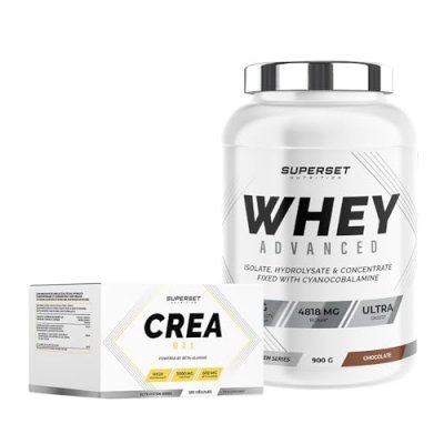 SUPERSET NUTRITION Programme Prise de Muscle Sec - Avanc&eacute;   Whey Prot&eacute;ine   Cr&eacute;atine     