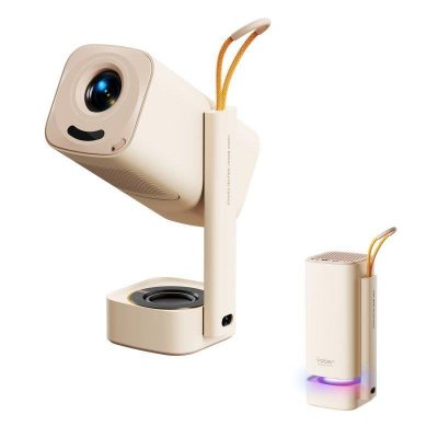 YABER Projecteur multim&eacute;dia portable pliable WiFi BT FullHD 1080p - beige