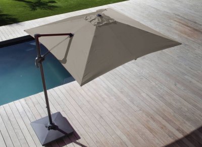 PROLOISIRS  - Parasol d&eacute;port&eacute; carr&eacute; en aluminium 3x3m Roma taupe