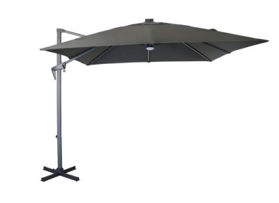 ALIZE Proloisirs Parasol d&eacute;port&eacute; inclinable 270x270 &agrave; LED Gris - Proloisirs
