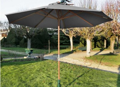 PROLOISIRS  - Parasol en bois 300 cm avec manivelle Holly gris
