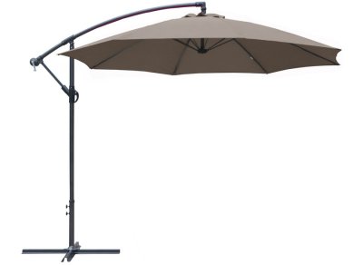 ALIZE Proloisirs - Parasol rond d&eacute;port&eacute; inclinable avec pied en croix taupe