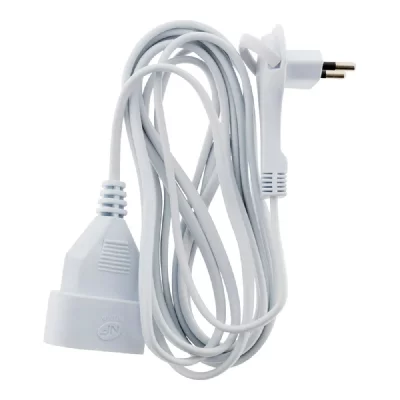 ZENITECH Prolongateur sans terre avec fiche extraplate 2x 0,75 Blanc 3m