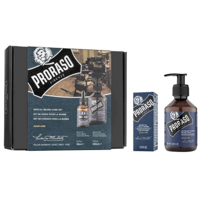 PRORASO  - Coffret Duo - Shampoing & Baume &agrave; barbe Azur Lime