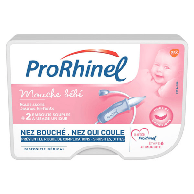 PRORHINEL  Mouche B&eacute;b&eacute; + 2 Embouts Souples &agrave; Usage Unique