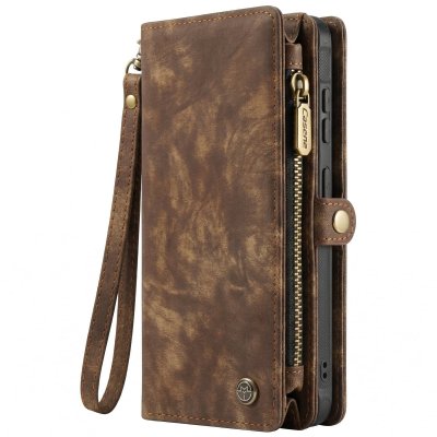 CASEME Protection 2-en-1 pour Galaxy S26 avec Coque D&eacute;tachable et Porte-Monnaie Marron