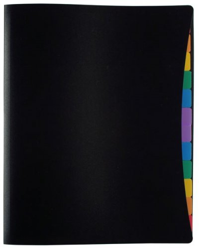 VIQUEL Prot&egrave;ge-documents Rainbow A4 - 12 onglets de couleur - coloris noir