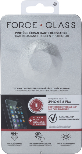 BIGBEN CONNECTED Prot&egrave;ge &eacute;cran Apple iPhone 8 Plus 360&deg; Garanti &agrave; vie Force Glass