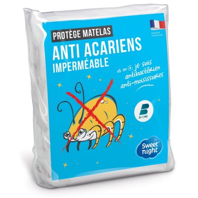 SWEET NIGHT Prot&egrave;ge matelas coton imperm&eacute;able anti acariens pour lit articul&eacute; QUALITE PLUS