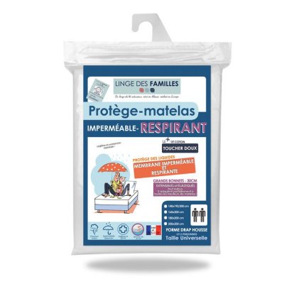 LINGE DES FAMILLES Prot&egrave;ge-matelas imperm&eacute;able-2 personnes (largeur 180 cm)