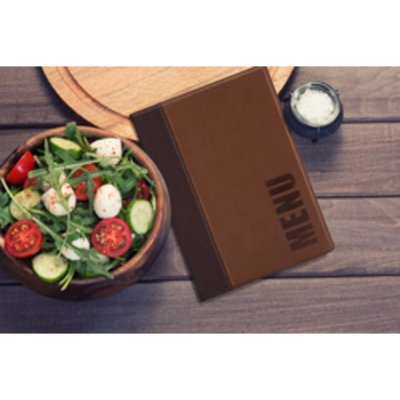 SECURIT Prot&egrave;ge-menus contemporain  marron clair - Format A4 - - Cuir