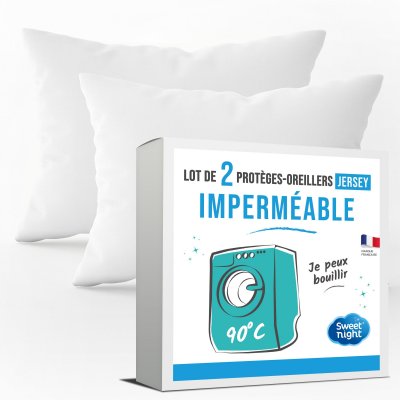 SWEET NIGHT Prot&egrave;ge oreiller imperm&eacute;able lot de 2 65x65 cm