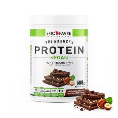 ERIC FAVRE Prot&eacute;ines V&eacute;g&eacute;tales Tri-Source, Protein Vegan, Chocolat/Noisette