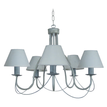TOSEL Proven&ccedil;ale - lustre multi bras m&eacute;tal gris blanc 20689