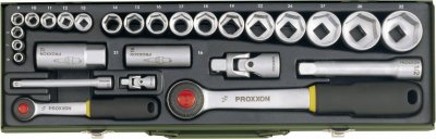 PROXXON  23020 Jeu de cl&eacute;s &agrave; douille 27 pi&egrave;ces 1/4"" et 1/2"",Multicolore