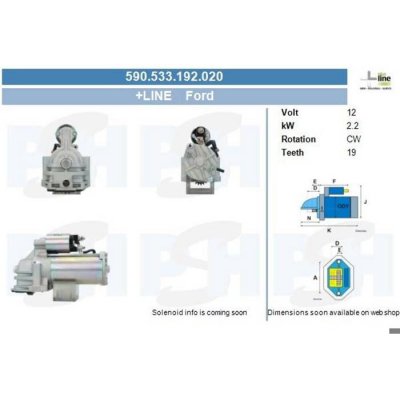 PSH D&eacute;marreur pour FORD: Transit/Tourneo, Mondeo &amp; JAGUAR: X-Type (Ref: 590.533.192.020)