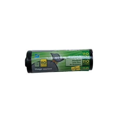  PUBLI EMBAL Lot de 10 sacs poubelle 110 L Noirs - Standard