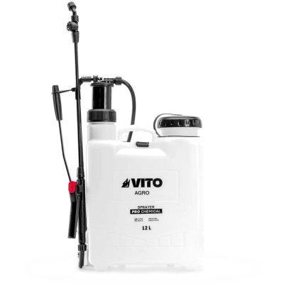 VITO Pulv&eacute;risateur de Jardin 12L Produits Corrosifs, Alcalins R&eacute;gulateur de pression - 4 Buses 