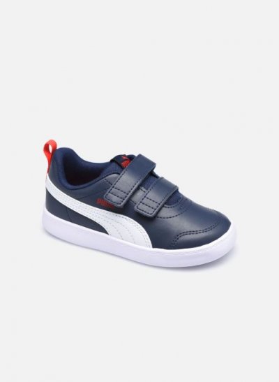 PUMA  Courtflex V2 - Bleu - Chaussures Velcro Gar&ccedil;on sports taille 25