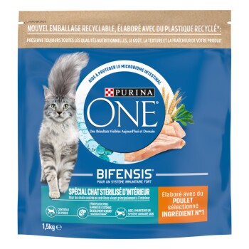 PURINA ONE  Chat St&eacute;rilis&eacute; d'Int&eacute;rieur au poulet - lot % : 4 x 1,5 kg
