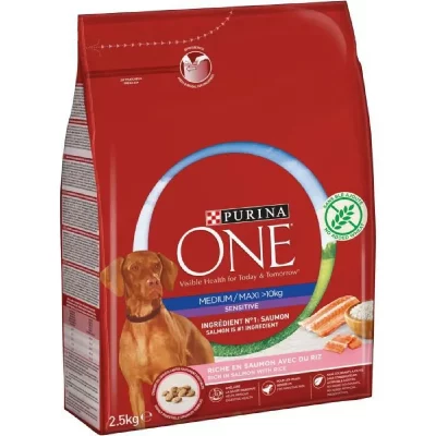 PURINA ONE  Medium/Maxi Sensitive saumon pour chien - 2 x 2,5 kg