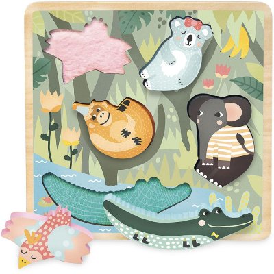 VILAC Puzzle &agrave; encastrement tactile Jungle Michelle Carlslund (5 pi&egrave;ces)